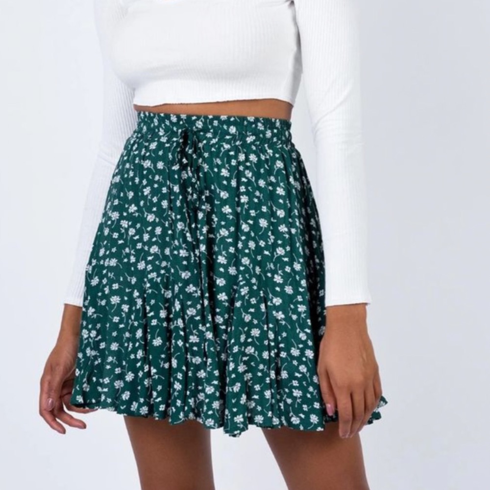 Princess Polly Delungra Mini Skirt Forest Green Floral Size 0